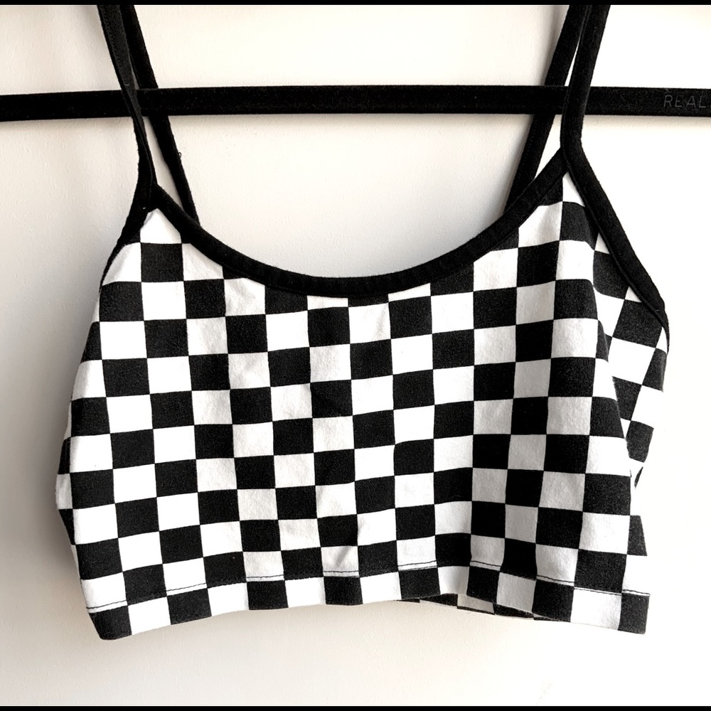 Cropped Checkered Tank🤍🖤